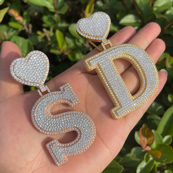 Regal Love | Ladies Custom Heart Bail Initial Iced Pendant Necklace
