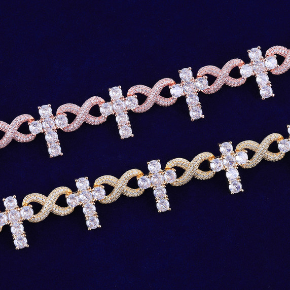 The Infinite Cross | Iced Blinged Out Infinity Link VVS Diamond CZ Bracelet