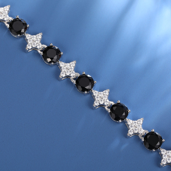 Cosmic Ice | 6mm Moissanite Diamond Iced Blinged Out Black Stone Tennis Link  Chain Bracelets
