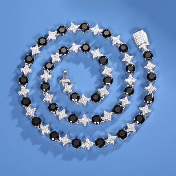 Cosmic Ice | 6mm Moissanite Diamond Iced Blinged Out Black Stone Tennis Link  Chain Bracelets