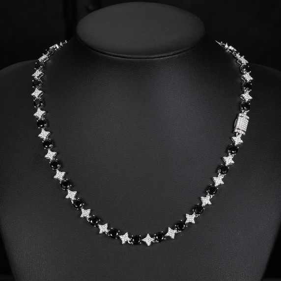 Cosmic Ice | 6mm Moissanite Diamond Iced Blinged Out Black Stone Tennis Link  Chain Bracelets