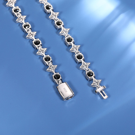 Cosmic Ice | 6mm Moissanite Diamond Iced Blinged Out Black Stone Tennis Link  Chain Bracelets
