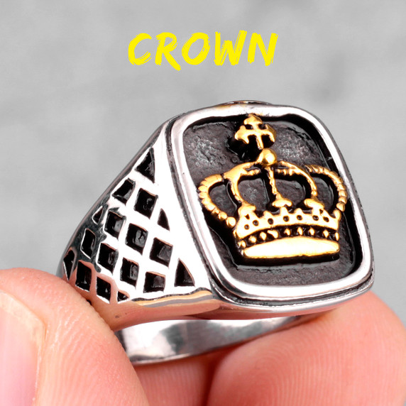 Noble Crown | 316L No Fade Stainless Steel Gold Silver Crown Hip Hop Rings