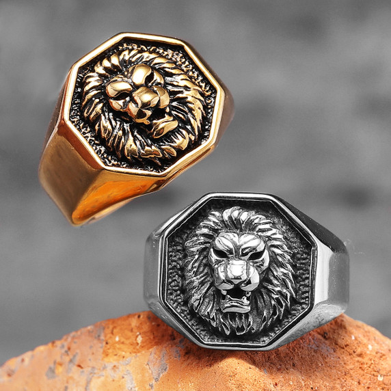Lion King | 14k Gold Over No Fade Stainless Steel Alpha Lion Hip Hop Ring