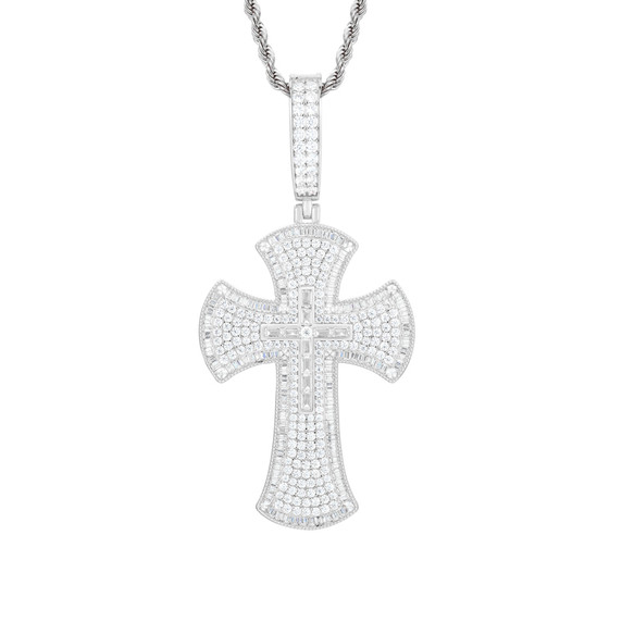 Baguette Luxury | Moissanite Diamond Solid Silver Hip Hop Cross Pendant 