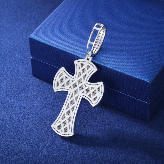 Baguette Luxury | Moissanite Diamond Solid Silver Hip Hop Cross Pendant 