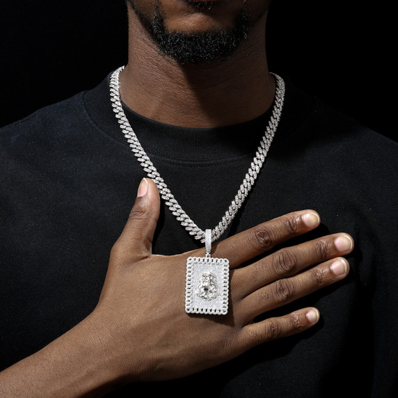 Jesus Tag | Solid 925 Silver Moissanite Diamond Jesus Head Hip Hop Pendant Chain