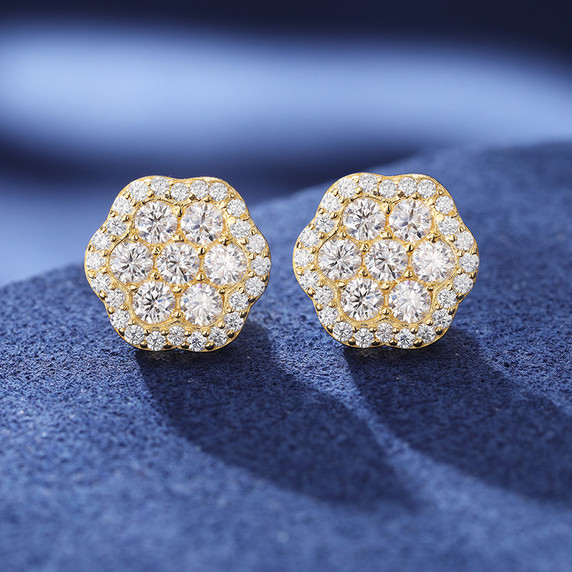 Ice Flower | Luxury 925 Solid Sterling Silver Moissanite Diamond Flower Stud Earrings
