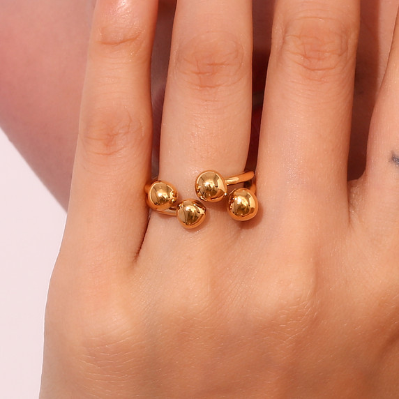 Personality Peach 18k Gold Circular Stainless Steel Water Resistant Tarnish Free Ring