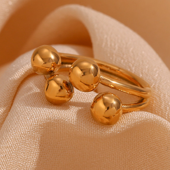 Personality Peach 18k Gold Circular Stainless Steel Water Resistant Tarnish Free Ring