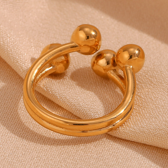 Personality Peach 18k Gold Circular Stainless Steel Water Resistant Tarnish Free Ring