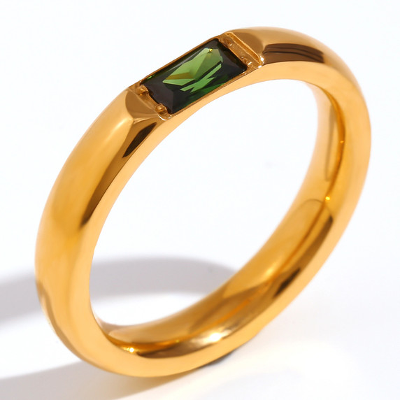 18k Gold Waterproof Stainless Steel Cubic Zirconia Shell Enamel Bling Rings
