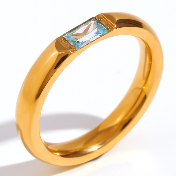 18k Gold Waterproof Stainless Steel Cubic Zirconia Shell Enamel Bling Rings