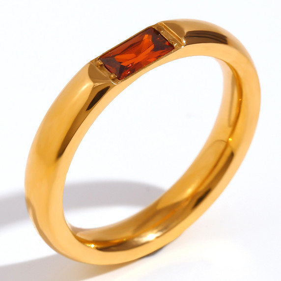 18k Gold Waterproof Stainless Steel Cubic Zirconia Shell Enamel Bling Rings
