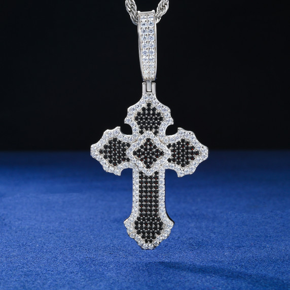 Cross Of Peace | Moissanite Diamond Solid Sterling Silver Black VVS Hip Hop Cross Pendant