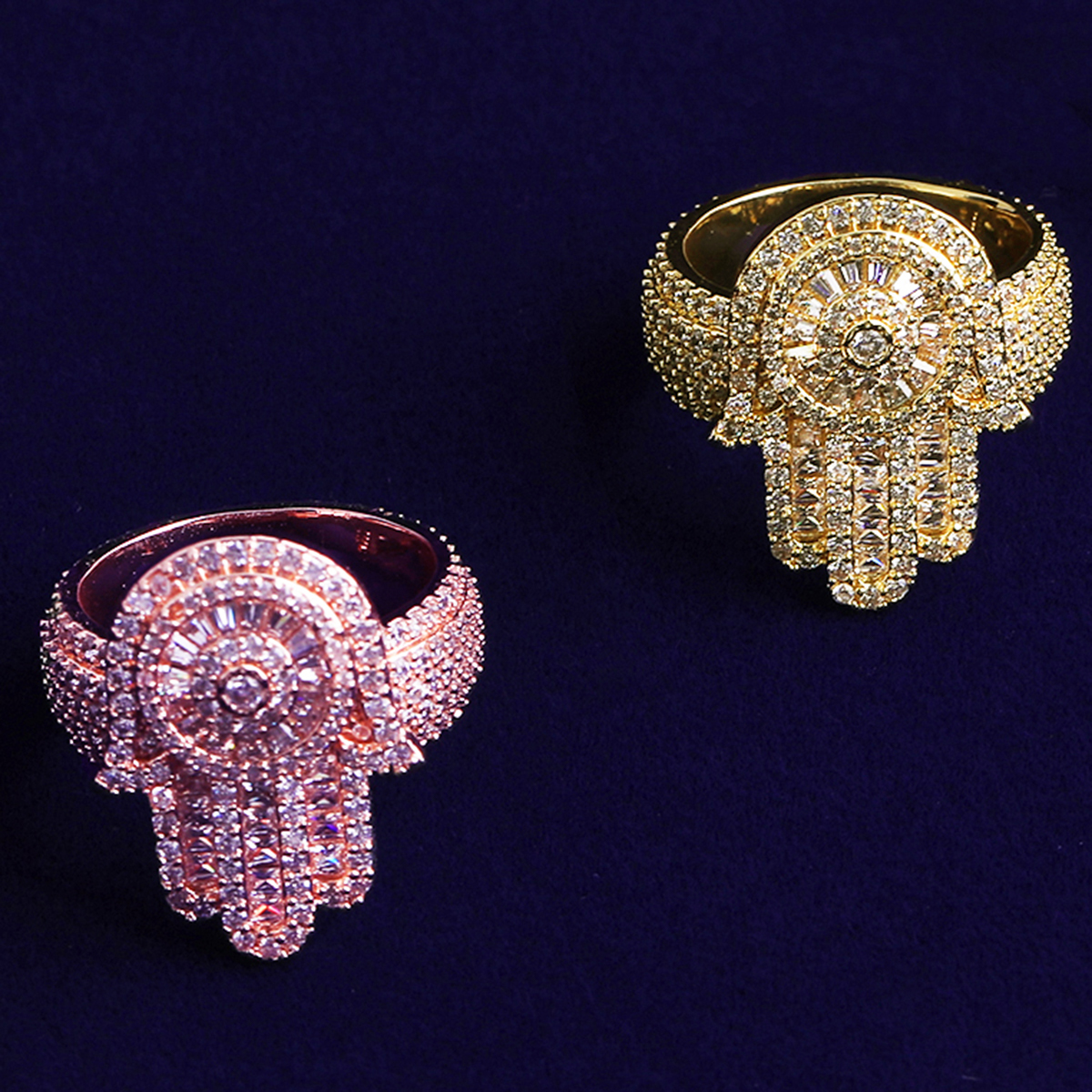 Hand To Hand | VVS Diamond CZ 925 Silver 24k Rose Gold Hamsa