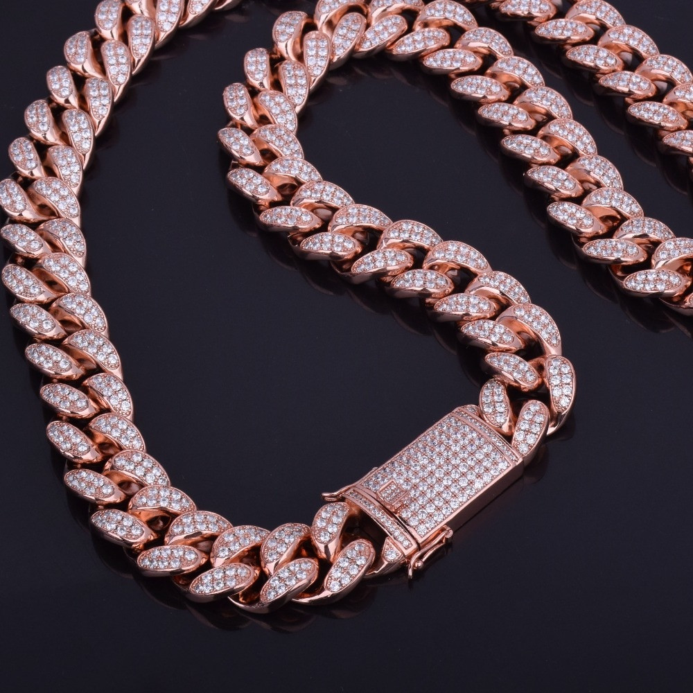 rose gold cuban link iced out