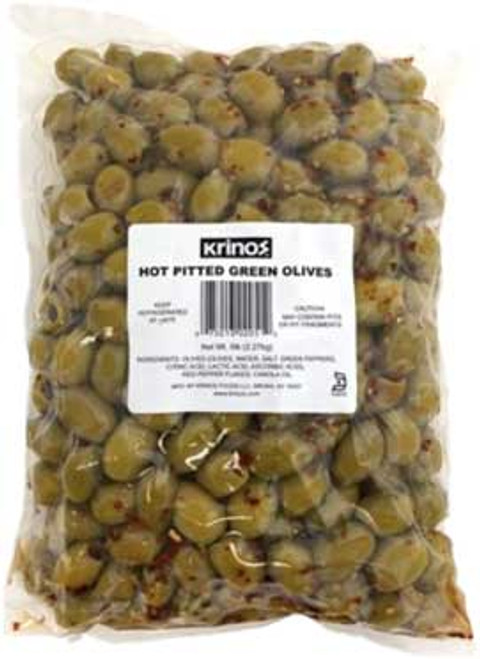 OLIVES HOT PITTED GREEN    (5#)