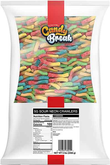 GUMMI WORM 2" SOUR NEON MINI   (5#)