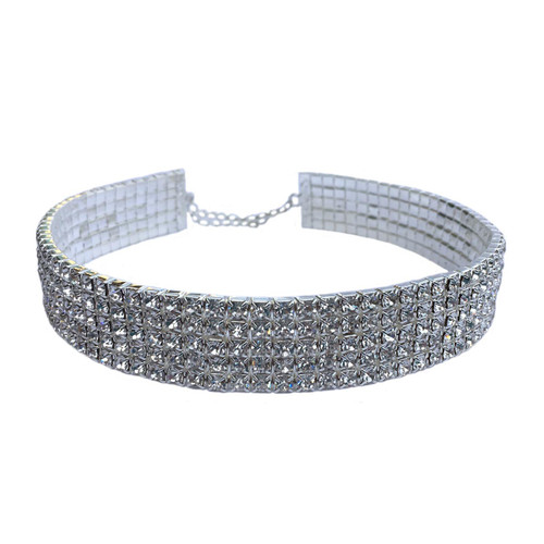 Rhinestone Stretch Choker - 5 Row