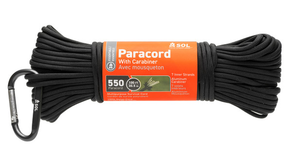 SOL 550 Paracord 100ft with Carabiner