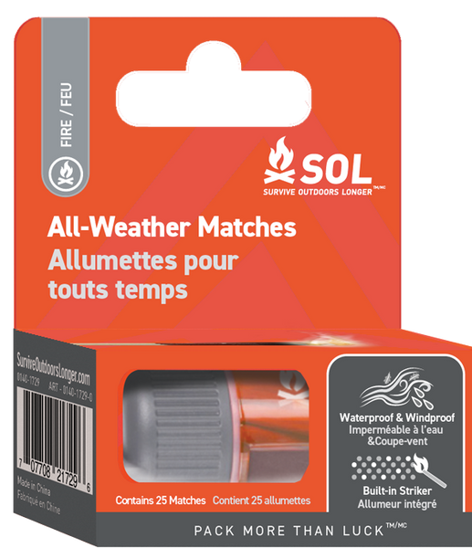 SOL All Weather Matches, 25 count SOL All Weather Matches, 25 count