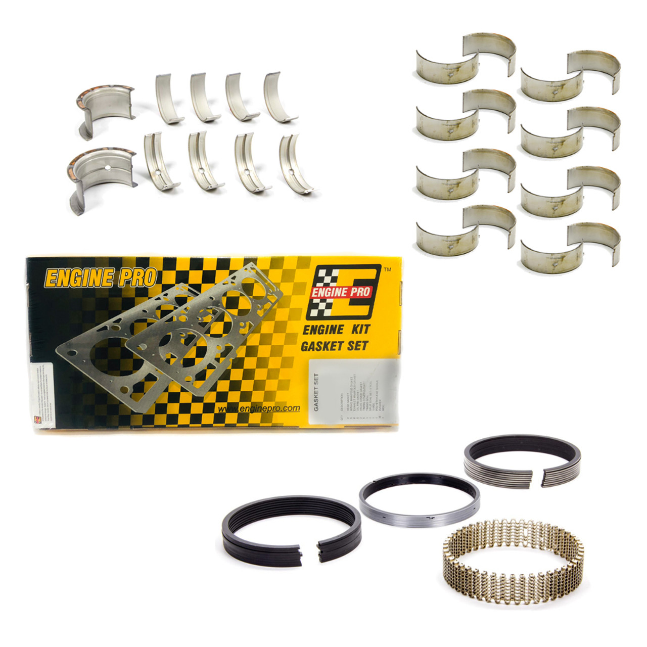 Re-Ring Engine Kit compatible with SBC Chevy 400 1970-1980 Gaskets+Bearings+Rings std 