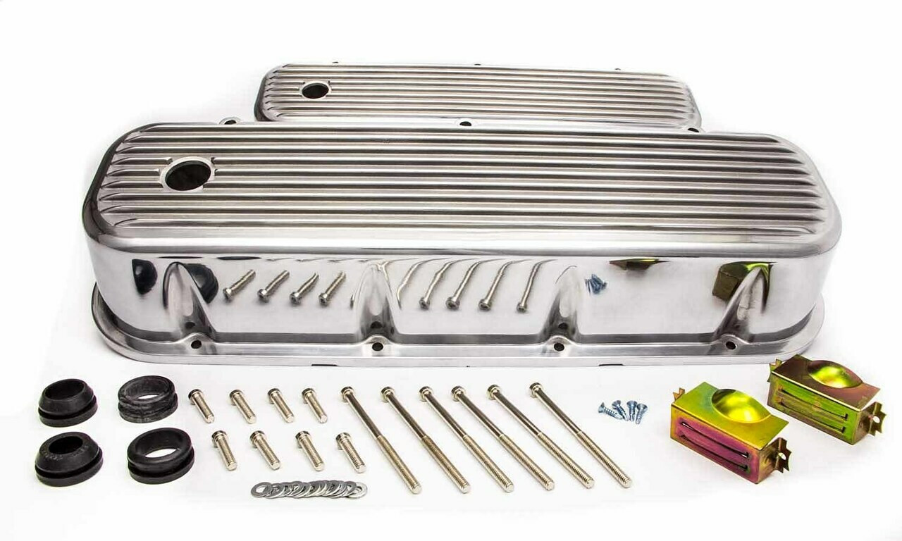 Racing Power Company R6330-2 Tall Plain Polished Aluminum Valve Cover for Big Block Chevy - 5