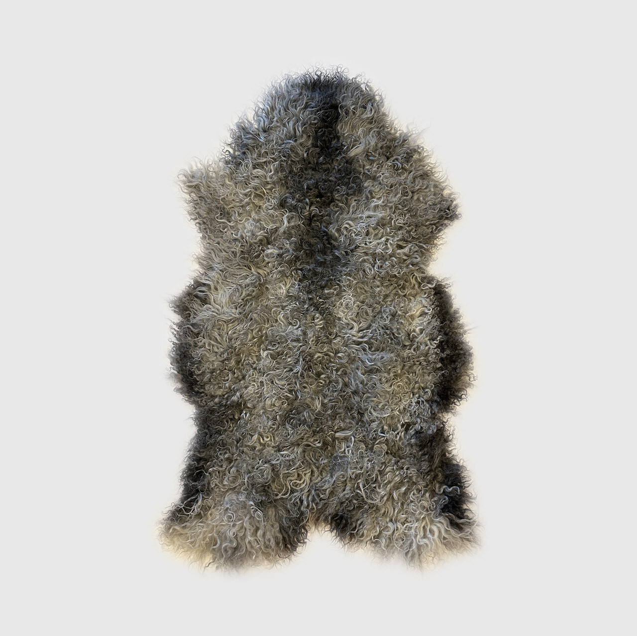 Natural, Curly, Long Wool Gotland Sheepskin Throw Rug | Black