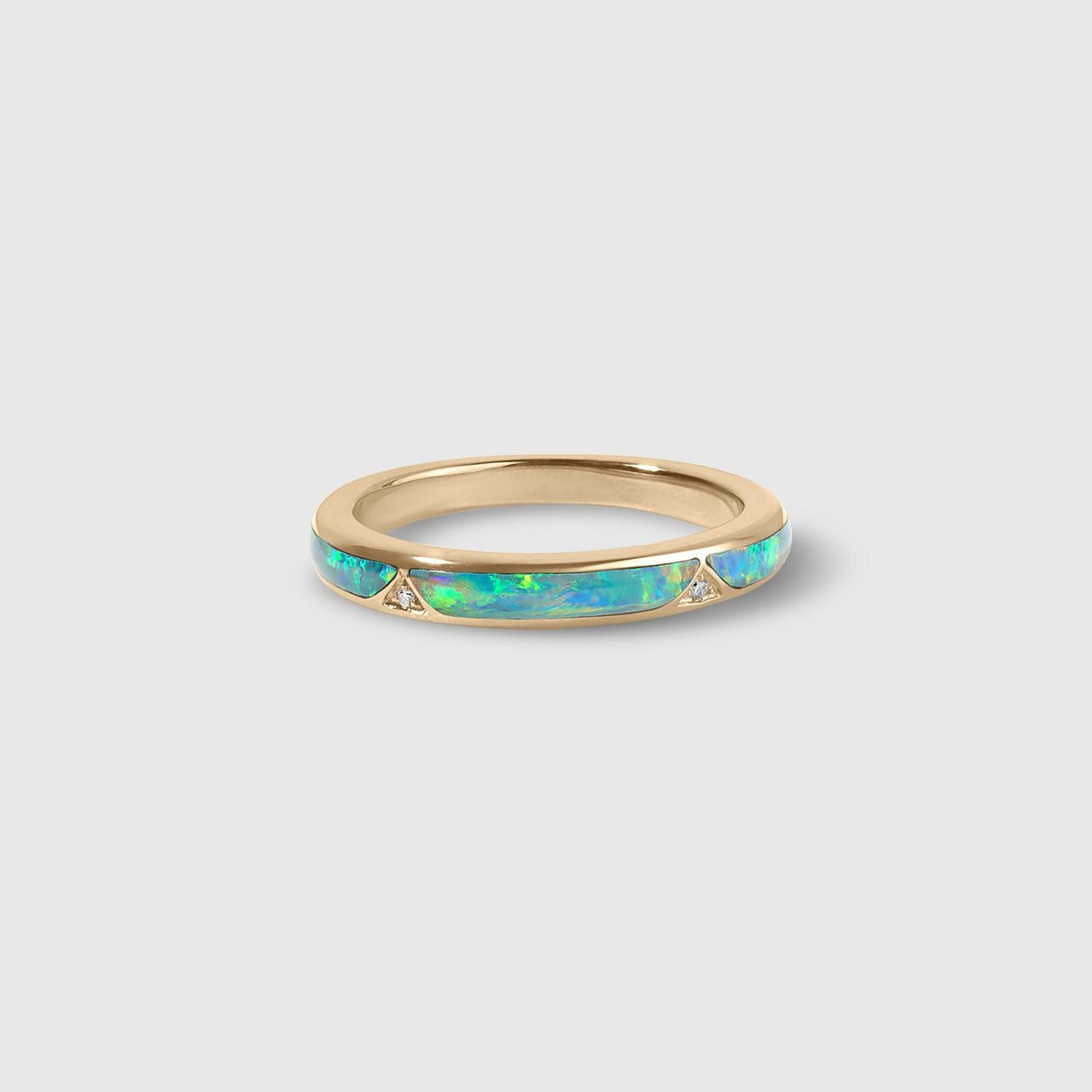High Grade, Five-Star ⭐️⭐️⭐️⭐️⭐️, Australian Opal Inlay Ring with Diamonds