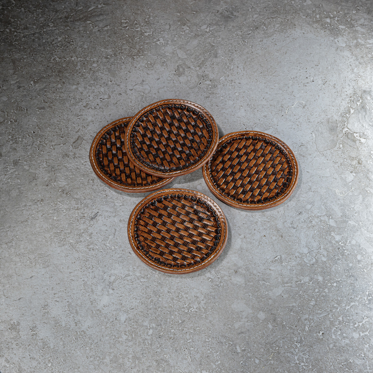 Buy Tooled Leather Coasters (Set of Four) by | elk & HAMMER