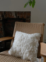 Black Sheep (White Light) Shorn, White, Icelandic Sheepskin Pillow Cover 