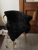 Black Sheep (White Light) Shorn, Chocolate, Icelandic Sheepskin Throw Rug 