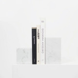 Black Sheep (White Light) Bianco Carrara Marble Asymmetric Book Ends 
