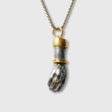 Prehistoric Works Figa for Protection, Pendant Charm, 24kt Gold, Silver and 0.02ct Diamonds 