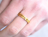 Prehistoric Works 24K Solid Gold Textured Stacker Ring with Solitaire Diamond 