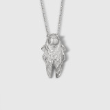 World on a String Detailed Cicada Pendant Necklace with Diamond Eyes, Sterling Silver 