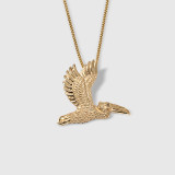 World on a String Pelican Pendant Necklace with Diamond Eye, 14kt Yellow Gold 