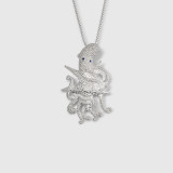 World on a String Sterling Silver Octopus Pendant Necklace with Blue Sapphire Eyes 