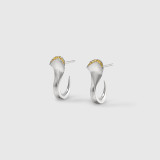 Rhea earrings, soft brush finish, in platinum and 0.08cts of natural yellow diamonds by Ashley Childs