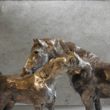 Arab and Goliath, 8", Bronze Horses by Kindrie Grove of Canada, Handmade Bronze Sculpture