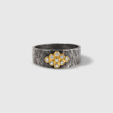 0.10ct Diamond, Rhombus Shaped Pattern Ring in 24kt Gold on Silver Band
