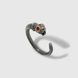 Prehistoric Works Sterling Lion Ring with Ruby Eyes and 24kt Gold Detail 