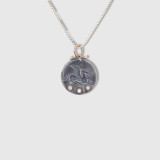 Medium Pegasus Replica Coin Charm Amulet Pendant Necklace with Three Diamonds, 24kt Gold and Silver by Prehistoric Works of Istanbul, Turkey. Diamonds - 0.06cts.