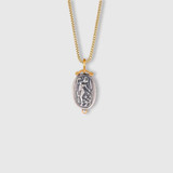 Prehistoric Works The Joy of Life, Roman Woman Intaglio, Coin Charm Amulet Pendant Necklace with Diamond, 24kt Gold and Silver 