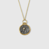 Prehistoric Works Queen Bee, Ephesus Charm, Tetra Drachm, Pendant Necklace, Amulet with Diamond, 24kt Gold and Silver 