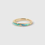 Kabana High Grade (Five-Star), Australian Opal Inlay Ring with Diamonds 