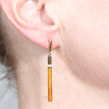 Long, Orange Spiny Oyster Post Earrings with Diamonds, 14kt Gold, 1 1/2" in length, perfect day or night.

All designs may be custom-ordered in many of Kabana’s stones, including: sleeping beauty turquoise, turquoise, four-star opal, five-star-high-grade opal, black onyx, red or orange spiny oyster, mother of pearl, pink pearl, chrysoprase, and lapis lazuli. Please contact the gallery directly for special orders: hello@elkandhammer.com. Or visit our contact page. Please provide a SKU number for reference.

Founded in 1975 by master of inlay Stavros Eleftheriou, Kabana was born from a profound love of fine jewelry and superb craftsmanship.

Only the most skilled jewelers are qualified to inlay a Kabana piece. Each gemstone is meticulously sculpted by hand to fit perfectly into its channel, and then thoroughly hand-polished to a seamless finish. Our solid inlay creates a gemstone that rises above the gold forming a dome, creating Kabana’s signature look that is recognizable around the world.

From sketch to final inspection, every piece of Kabana jewelry is made in New Mexico, the heart of the southwest of American.