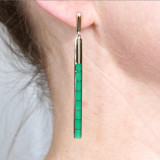 Kabana Long, Delicate, Chrysoprase Inlay Post Earrings 