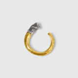 Prehistoric Works 24kt Gold and Sterling Silver Diamond Detailed Lion Ring 